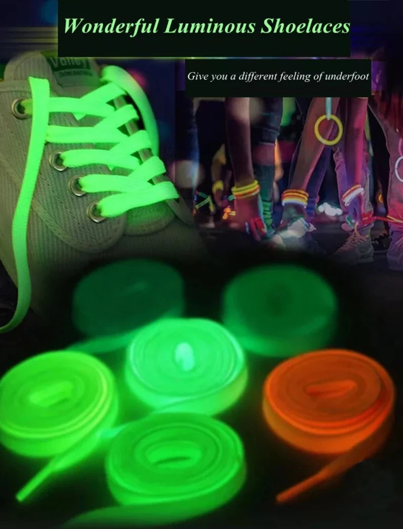 1pair Shoelaces Glow In The Dark Night Luminous Sports Shoes Accessories Elastic Laces Shoestrings Shoelaces for Kid Sneakers