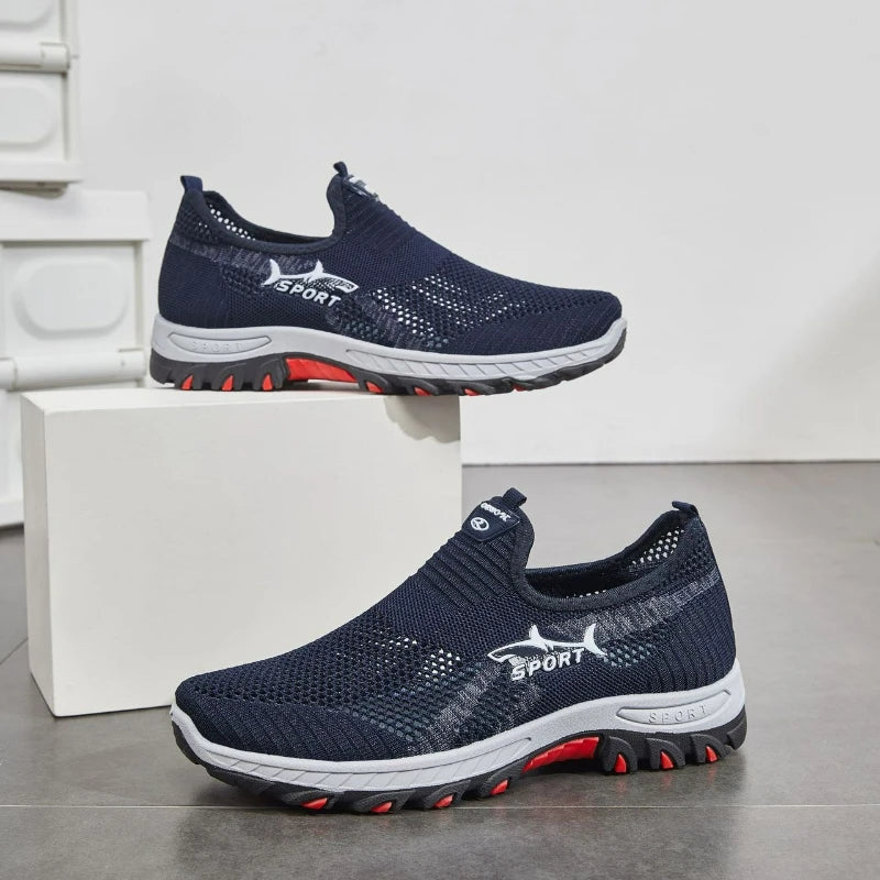 Summer Men's Shoes Lightweight Sneakers Fashion Outdoor Male Hiking Shoes Soft Soled Running Shoes Mesh Slip on Men Casual Shoe