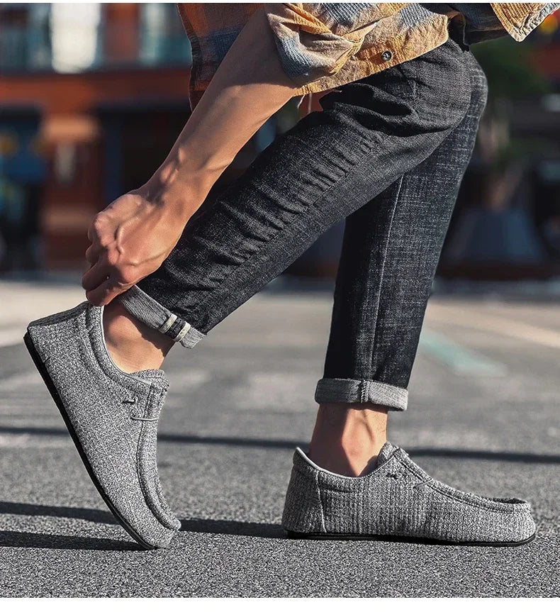 YRZL Summer Men's Canvas Boat Shoes Moccasins Casual Loafers Mens Slip-on Green Lightweight Breathable Comfortable Driving Shoe