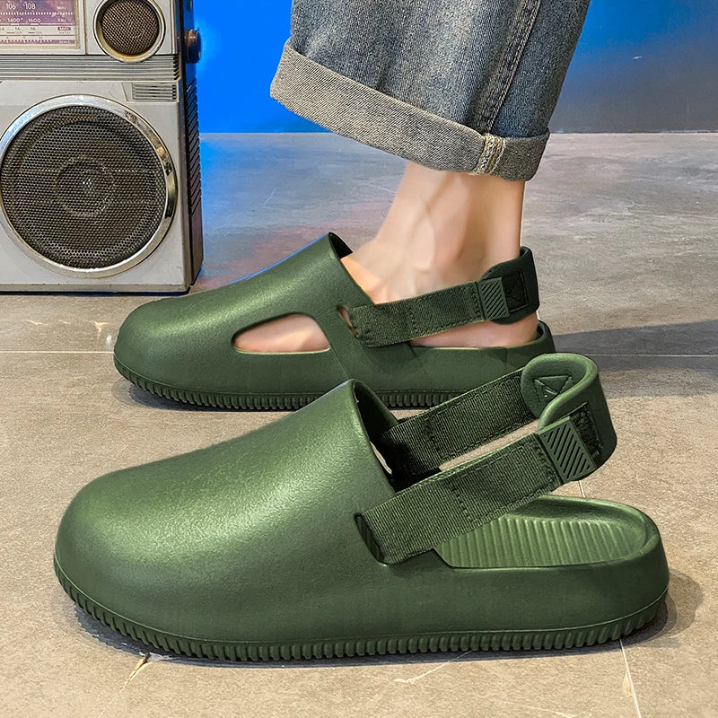 Summer Men Slippers Platform Outdoor Beach Sandals Clogs Quick Dry Non-Slip Indoor Home Slides Bathroom Shoe Male Casual Loafers