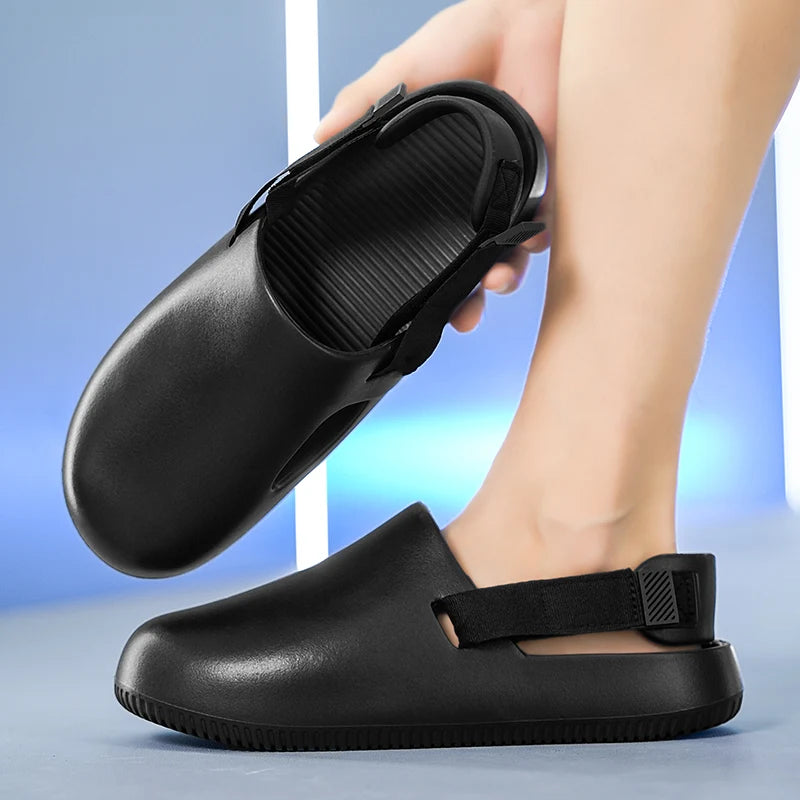 Summer Men Slippers Platform Outdoor Beach Sandals Clogs Quick Dry Non-Slip Indoor Home Slides Bathroom Shoe Male Casual Loafers