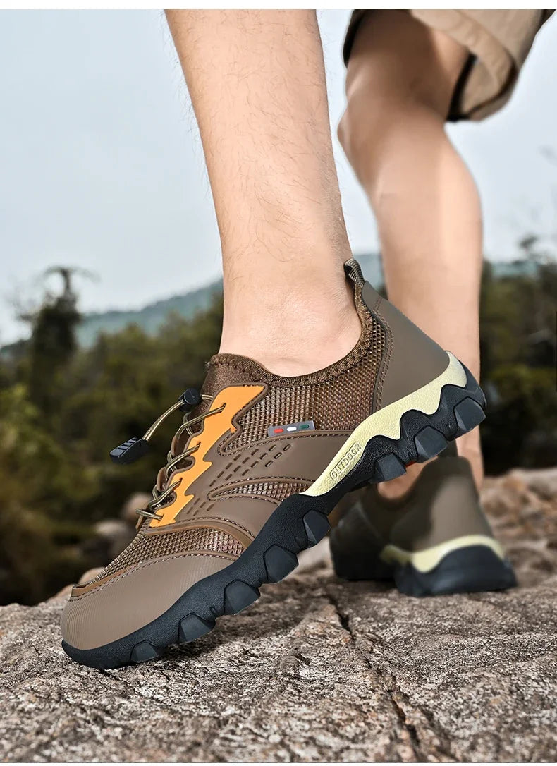 Summer Men's Hiking Shoes Mesh Breathable Sneakers Outdoor Light Men Trekking Trails Shoes Male All Day Walking Work Sneakers
