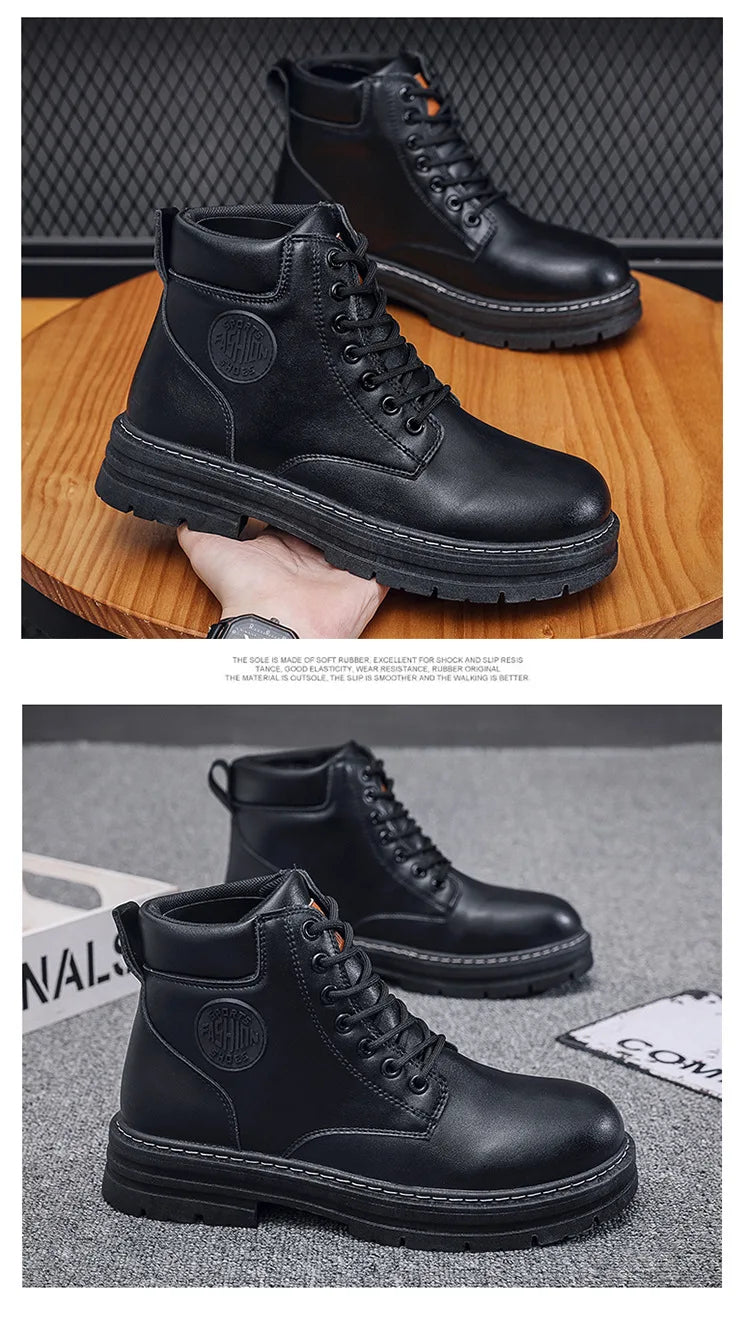 2025 Autumn New Men's Luxury Boots Comfortable Breathable Waterproof Men's Shoes Fashionable Men's Work Boots Motorcycle Boots