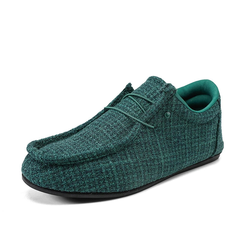 YRZL Summer Men's Canvas Boat Shoes Moccasins Casual Loafers Mens Slip-on Green Lightweight Breathable Comfortable Driving Shoe