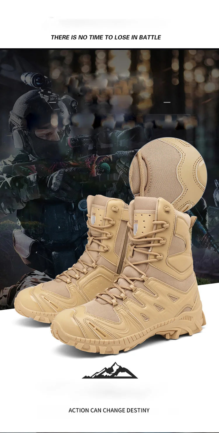 Special Forces Desert Combat Tactical Men's Tall Boots Wear-resistant Training Boots Waterproof Outdoor Mountaineering Sports Cl