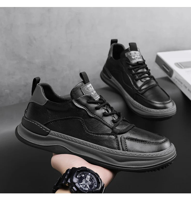 Men's Sneakers Leather Shoes Skateboard Sports and Leisure Shoes for Men Casual Soft and Comfortable Non-slip Wear-resistant