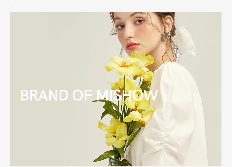 MISHOW Lace Embroidery Patchwork Fake Two-piece Skirt for Women 2024 Versatile Slim A-line Skirt Elegant Ruffle Skirt MPD42B0476