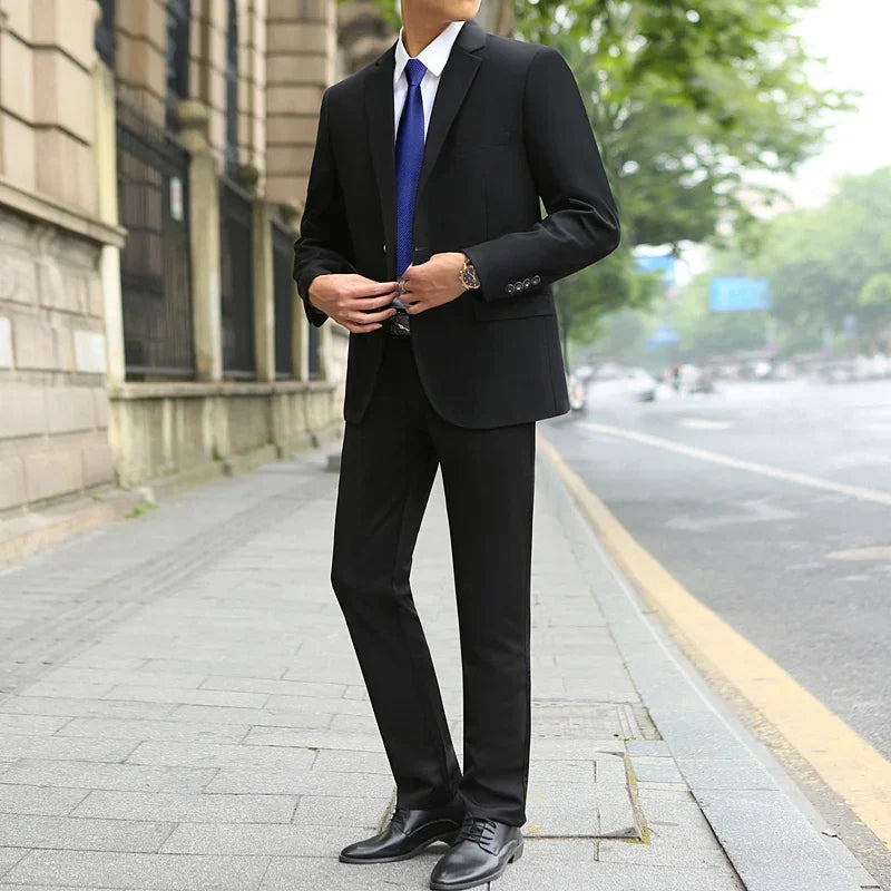 男士M-10XL春季新款婚禮時尚帥氣西裝商務工裝褲加大尺碼兩件套胖子友善服裝