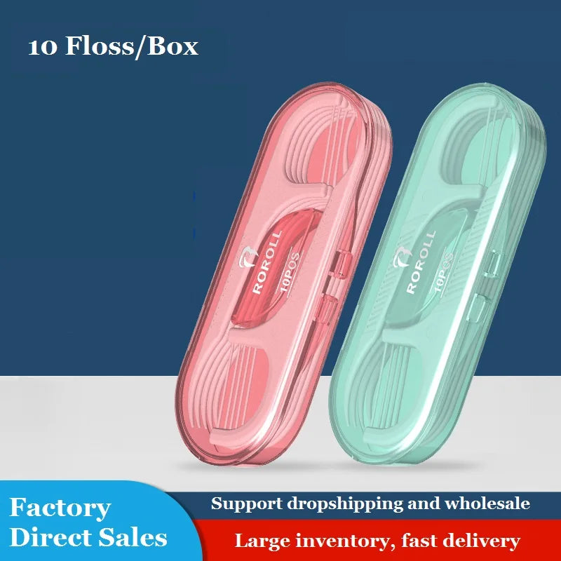 10 Pcs/box Portable Dental Floss Sticks Disposable Toothpicks Teeth Cleaning Tool Interdental Brush Oral Hygiene Care Flosser