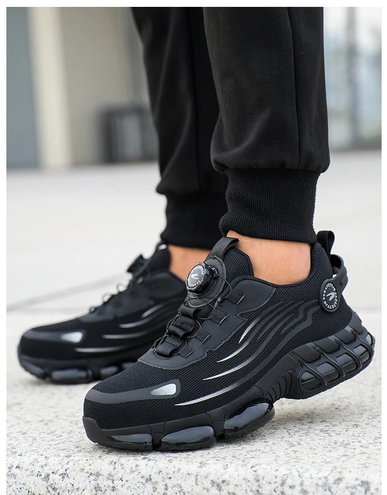 Rotating Button Safety Shoes Men Anti-smash Anti-puncture Work Shoes Fashion Men Safety Sport Shoes Security Protective BootsMen