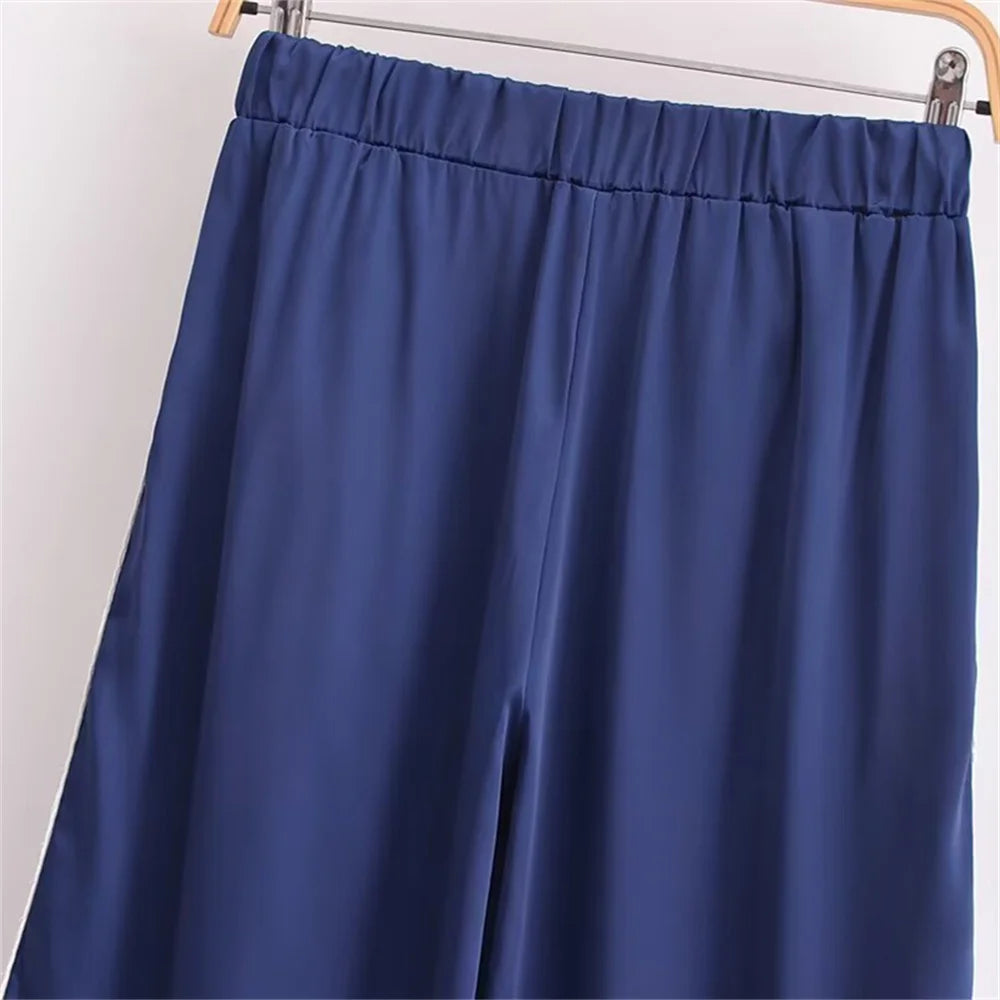 UNIZERA Women's Pants Set with Side Striped Jacket Elastic Waist Pants Spring Style New Pants Set