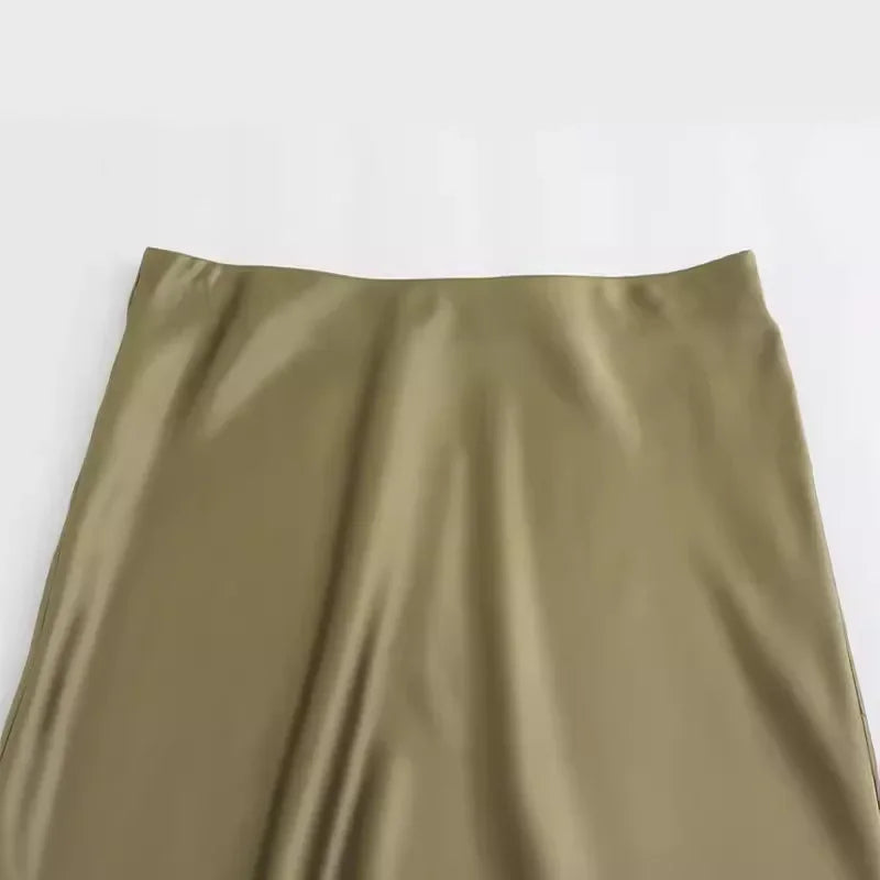 SAW Fast Selling Women's Clothing French Style Long Skirt High Waist Satin-Like Silk Sensation Independent Station Skirt