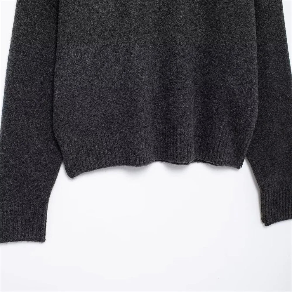 UNIZERA Women's Knitted Sweater Round Neck Long Sleeve Solid Color Autumn New Warm Sweater