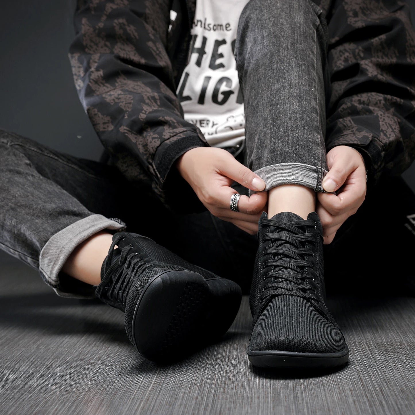 Wide Toe Shoes Spring Autumn Retro Warm Comfort Hiking Boots High Top Men Sneakers Non Slip Canvas Black Outdoor Hiking Shoes