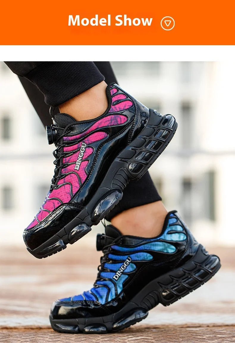 Rotating Buttons Safety Shoes Men Fashion Work Sneakers Steel Toe Shoes High-quality Work Shoes Puncture-Proof Protective Shoes