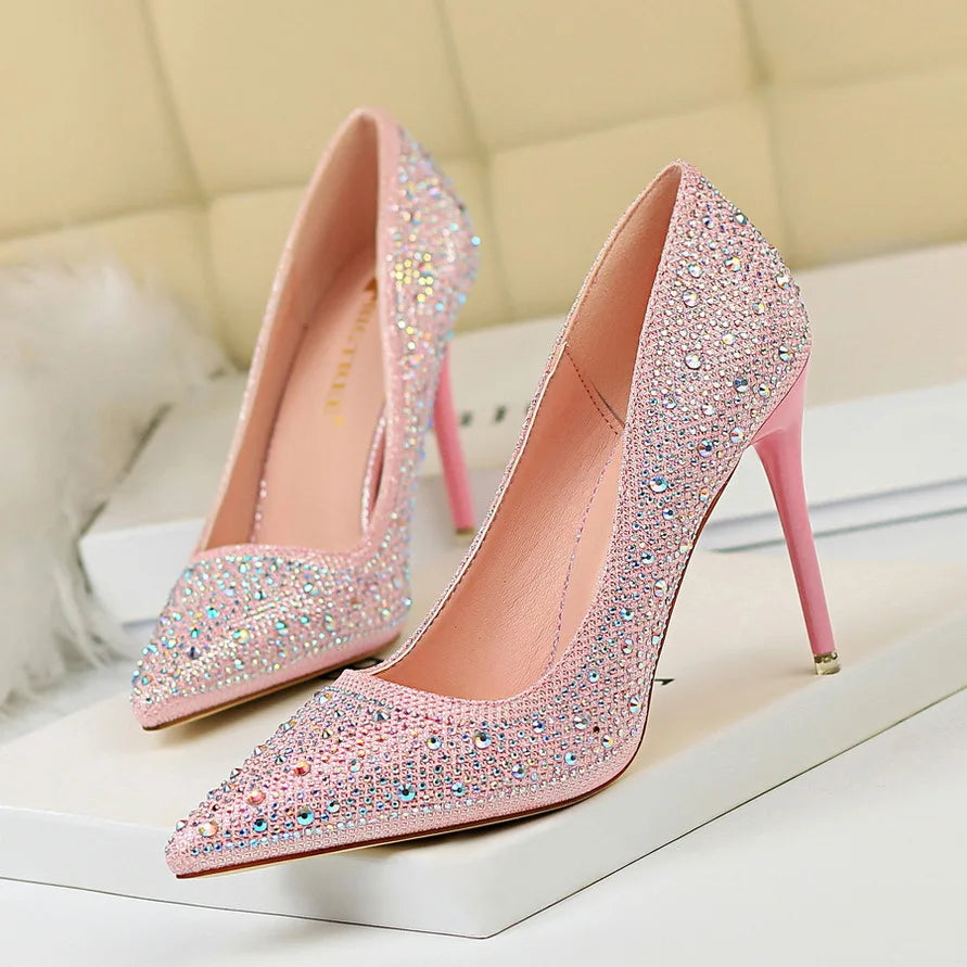 Rhinestone Women Pumps Sexy Stiletto Women High Heels Pointed Toe Women Heels Pumps Women Shoes Party Wedding Shoes Scarpe Donna
