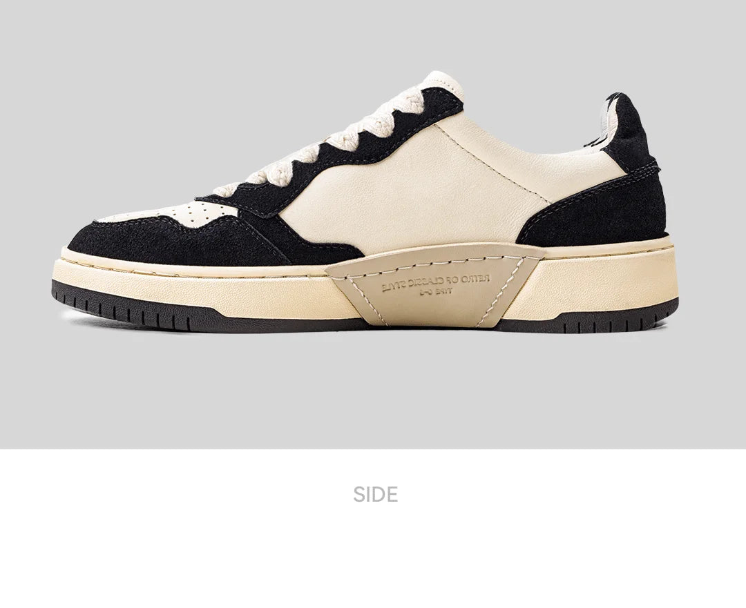 Maden New Casual Low-Top Black and White Spliced Sneakers Men's Versatile Sports Shoes for Autumn Lace-up Skateboarding Shoes