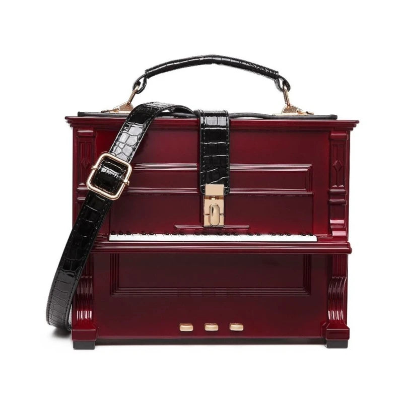 Women Vintage Acrylic Piano Shaped Clutch Box Shoulder Bag Elegant Evening Crossbody Handbag Top Handle Purse Dropship