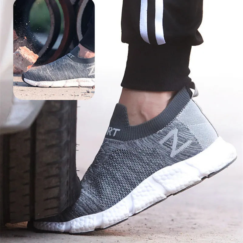 Size 36-46 Men Women Safety Work Boots Outdoor Hiking Shoes Air Mesh Sneaker Popcorn Sole Kevlar Insole Anti-smash Steel Toe Cap