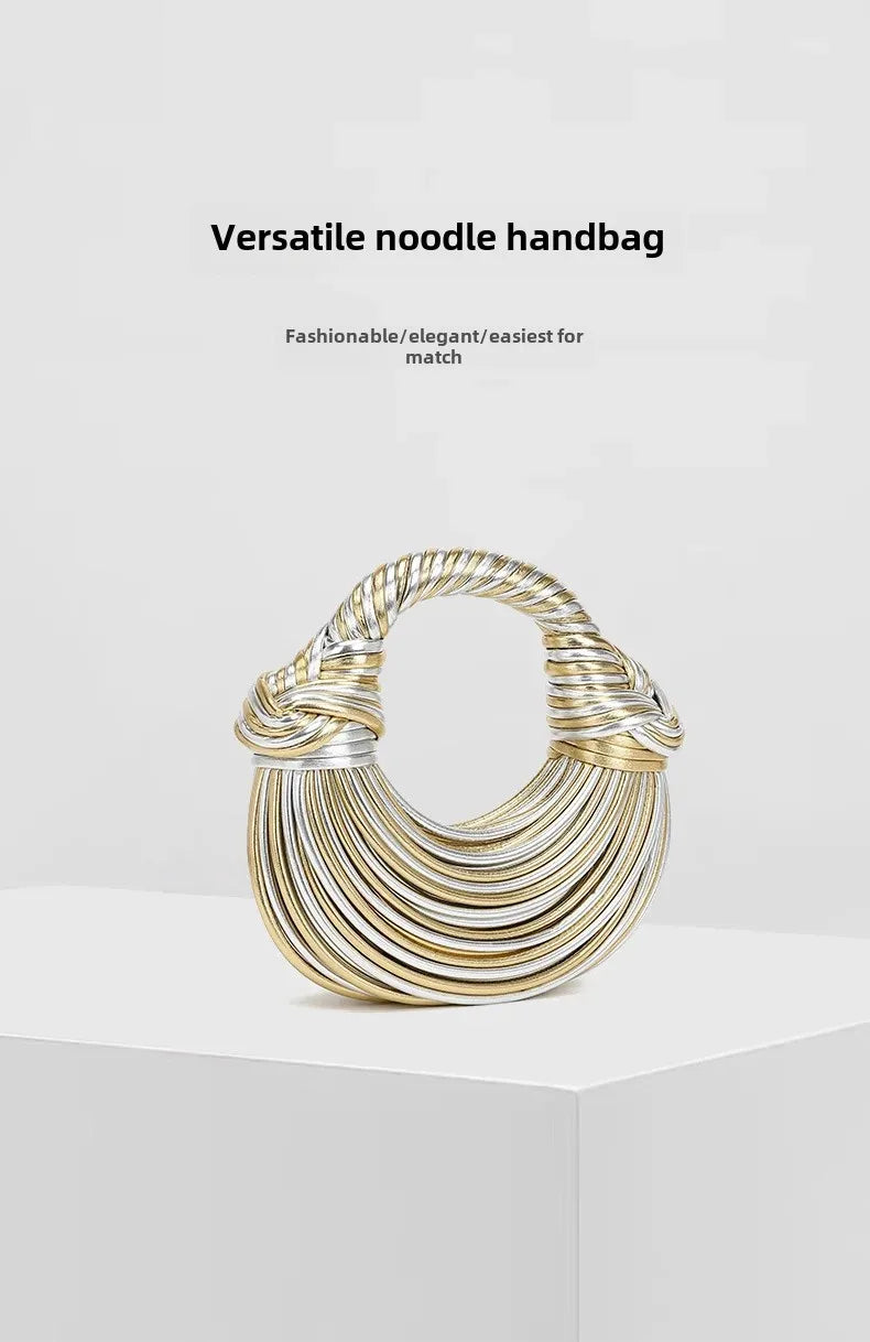 2024 New Fashionable Creative Women's Handbag Cross-border Style Hand-woven Label Bread Bag Underarm Bag Crossbody Clutch