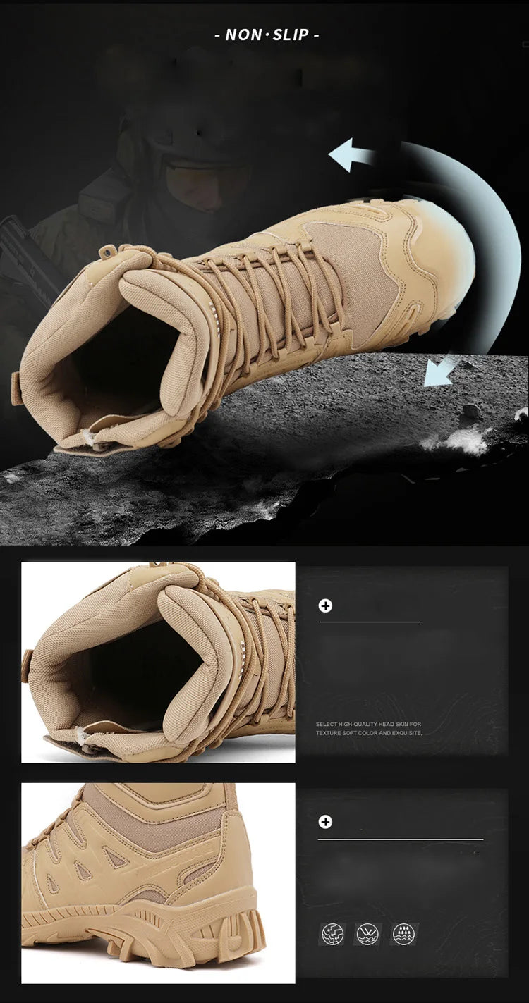 Special Forces Desert Combat Tactical Men's Tall Boots Wear-resistant Training Boots Waterproof Outdoor Mountaineering Sports Cl