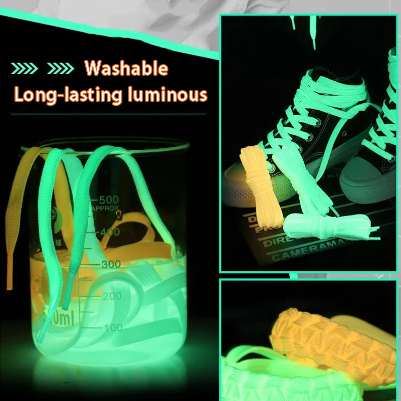 1pair Shoelaces Glow In The Dark Night Luminous Sports Shoes Accessories Elastic Laces Shoestrings Shoelaces for Kid Sneakers
