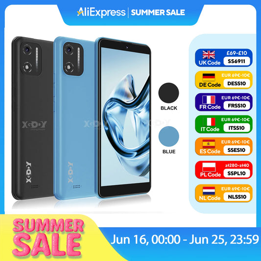 XGODY X32 Android 14 Smartphone 5.5 inch Dual SIM Octa Core 4GB+16GB Mobile Phones 2850mAh 5+8MP 4G Network Face ID Cellphones