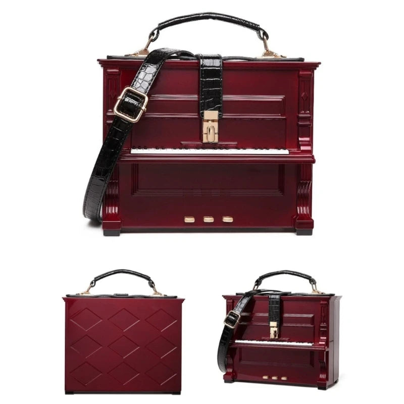 Women Vintage Acrylic Piano Shaped Clutch Box Shoulder Bag Elegant Evening Crossbody Handbag Top Handle Purse Dropship