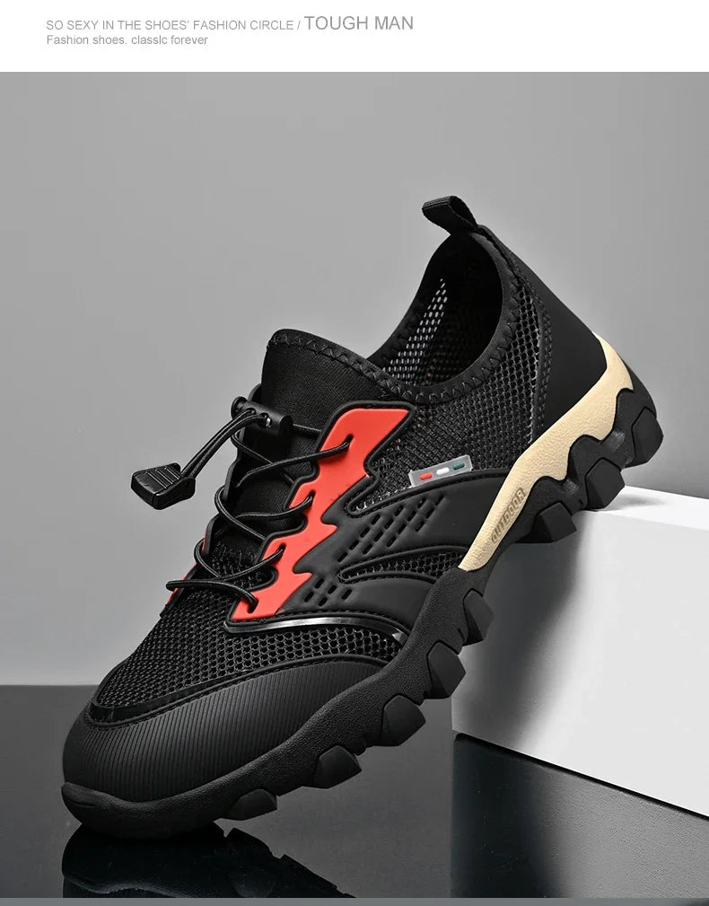 Summer Men's Hiking Shoes Mesh Breathable Sneakers Outdoor Light Men Trekking Trails Shoes Male All Day Walking Work Sneakers