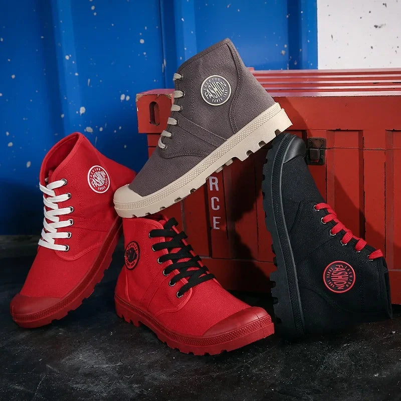 2024 Autumn Early Winter Shoes Men Casual Sneakers Men Canvas Shoes Fashion Brand Mens Sneakers Hard Thick Sole Black KA1009