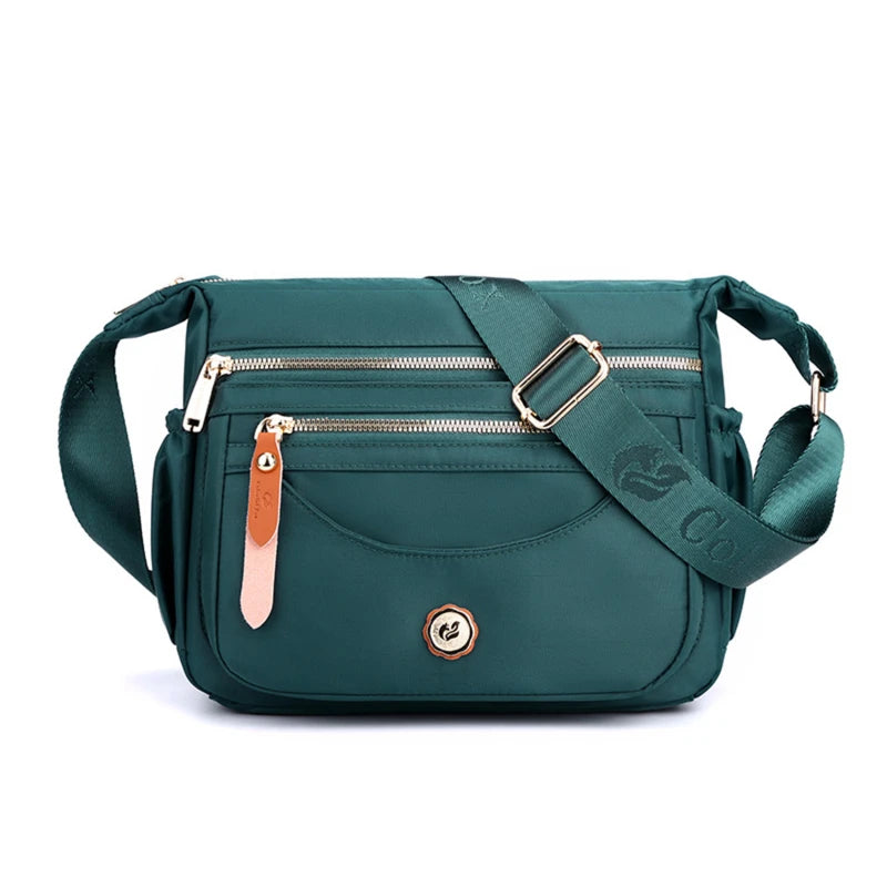 New Female Nylon Bag Casual Shoulder Bag Multi-layered Phone Bag Multi-pocket Shoulder Bag Solid Color Ladies Crossbody Bag