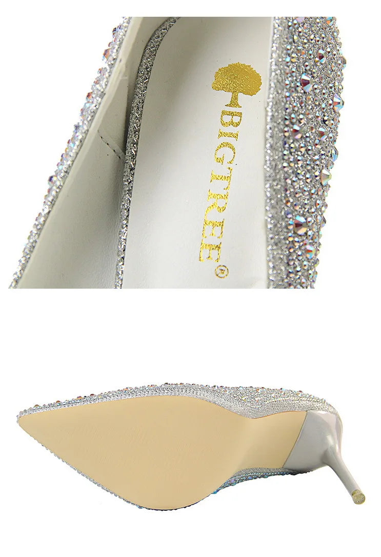 Rhinestone Women Pumps Sexy Stiletto Women High Heels Pointed Toe Women Heels Pumps Women Shoes Party Wedding Shoes Scarpe Donna