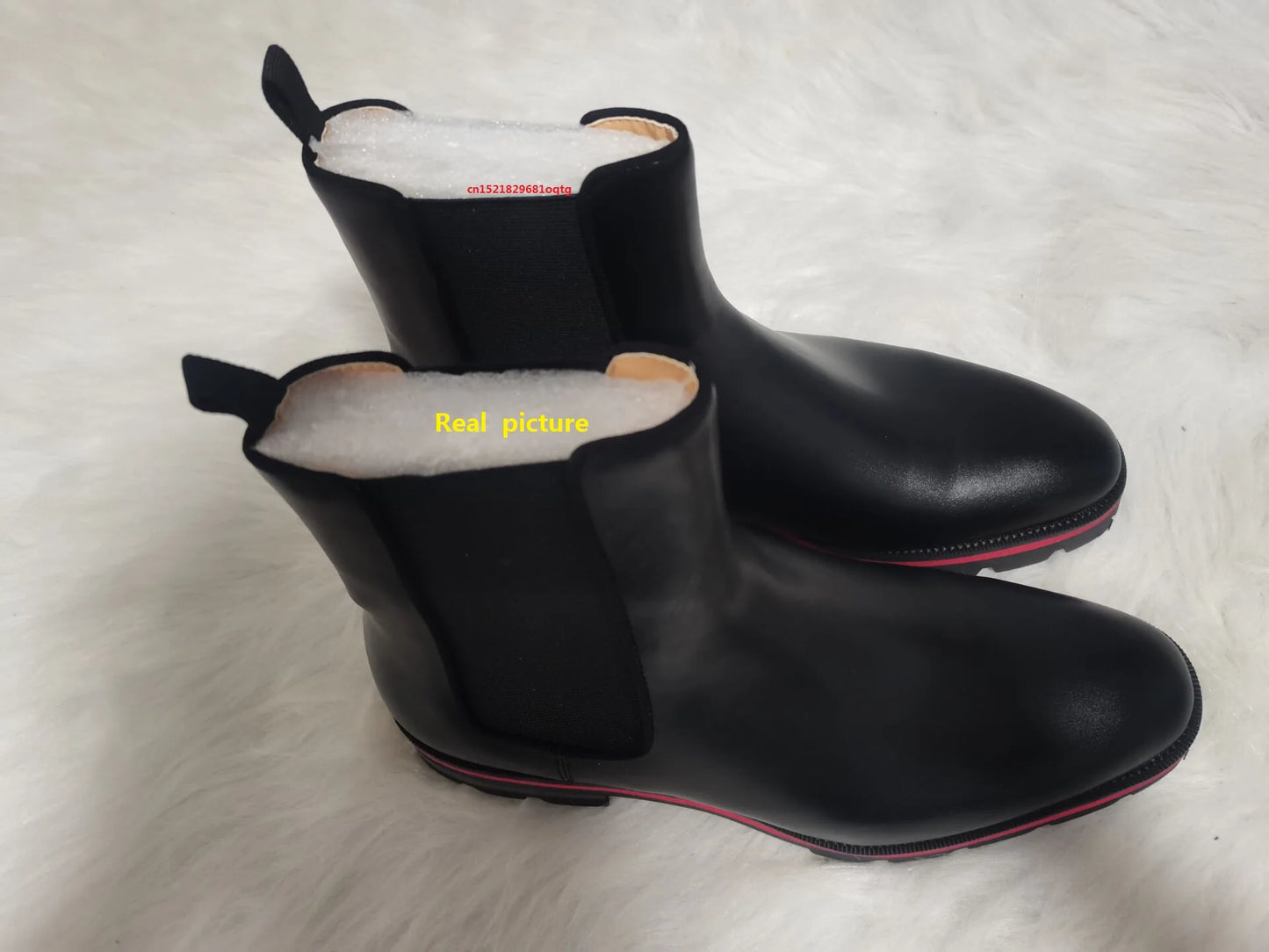 Men Shoes Chelsea Boots for Men Red Sole Ankle Business Round Toe Slip-On Mens Boots Size 38-48