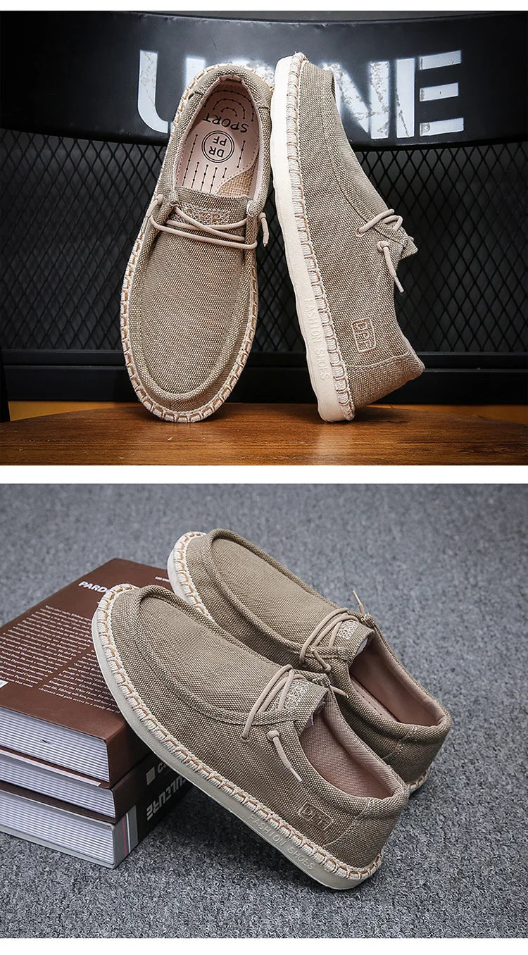 New Men Plus Size Casual Denim Canvas Shoes Flat Vulcanize Shoes Fashion British Designer Breathable Light Men Sneakers Loafers