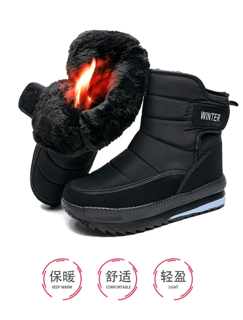 2024 Winter Boots Men Women Warm Plush Snow Boots Thicken Comfortable Outdoor High Top Cotton Shoes Non-slip Wade Ankle Boots