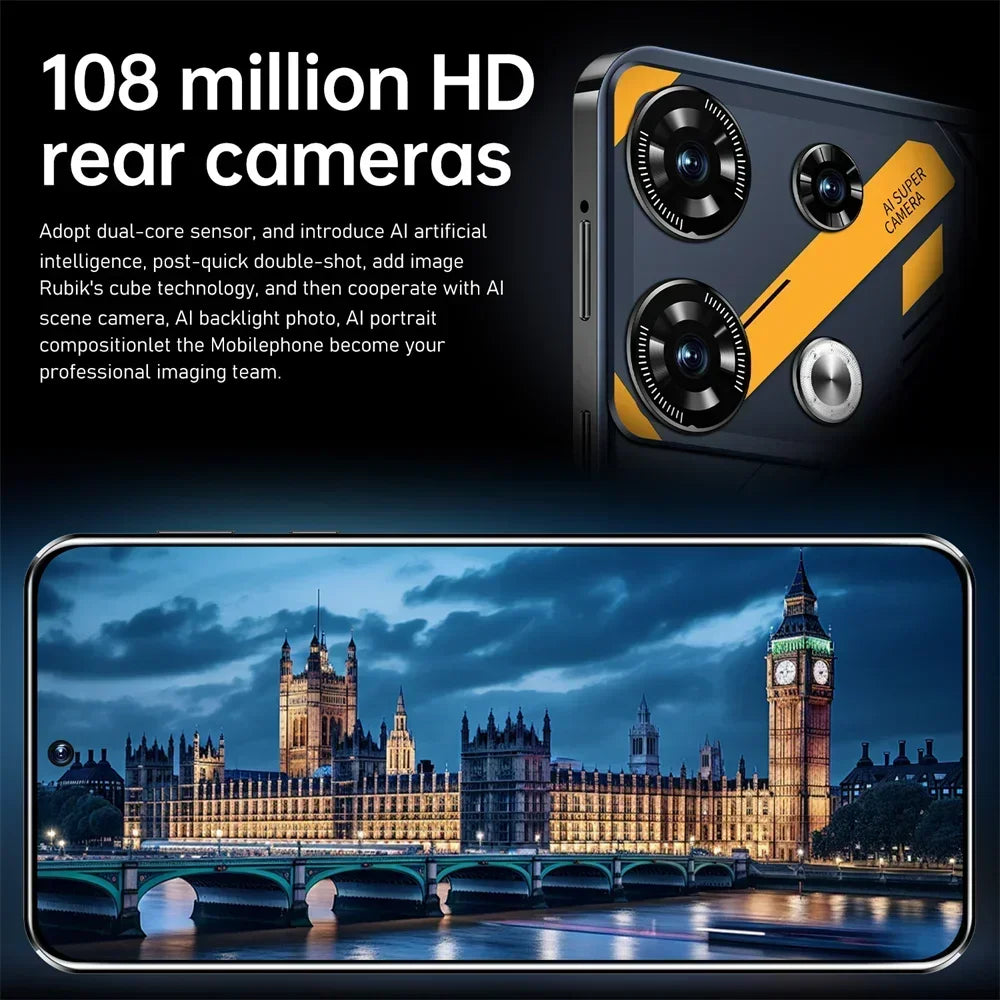 2025 GT10 Pro Original Smartphone 4G 5G 7.3HD 16G+1T Dual Sim Cellphones Android 13 Cell Phone 108MP 6800mAh Smart Mobile Phone