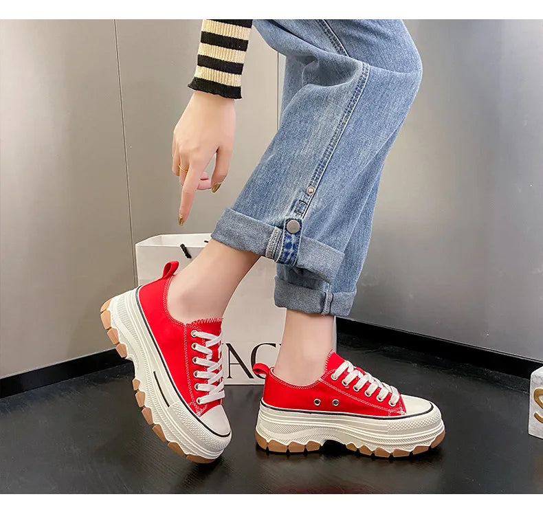 Canvas Womens Shoes High Platform Sneakers for Women 2023 New Breathable Woman Tennis Shoes Casual Women's Tennis Scarpe Donna