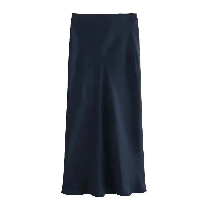 SAW Fast Selling Women's Clothing French Style Long Skirt High Waist Satin-Like Silk Sensation Independent Station Skirt