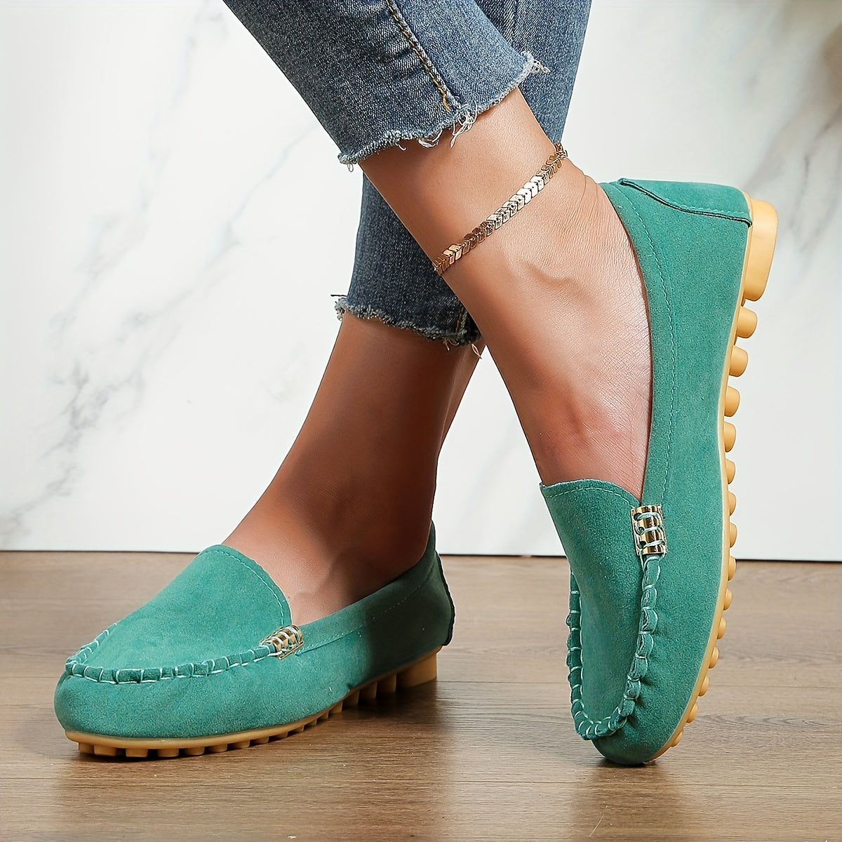 [Comfortable Loafers] Comfortable Round Toe Loafers | Women's Solid Slip On Shoes, Women's Footwear