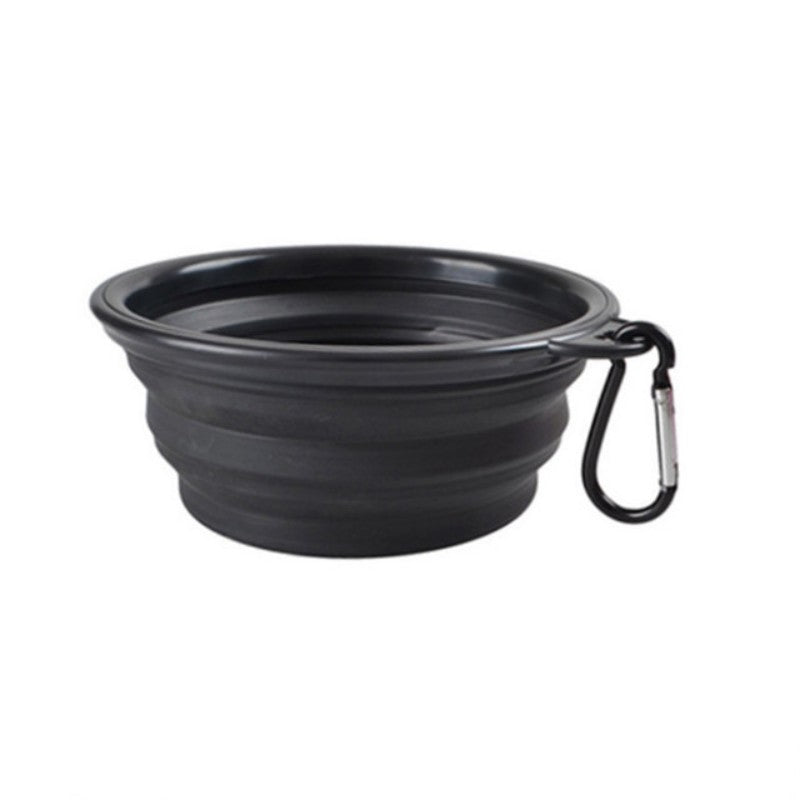 Portable Foldable Pet Bowl with Black Frame, 11.83oz TPR Dog Food Dish for Outdoors
