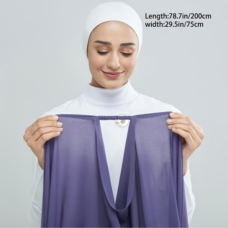Solid Color Chiffon Scarf Women's Instant Hijab Long Shawl Scarf Lightweight Hair Sleeping Wrap