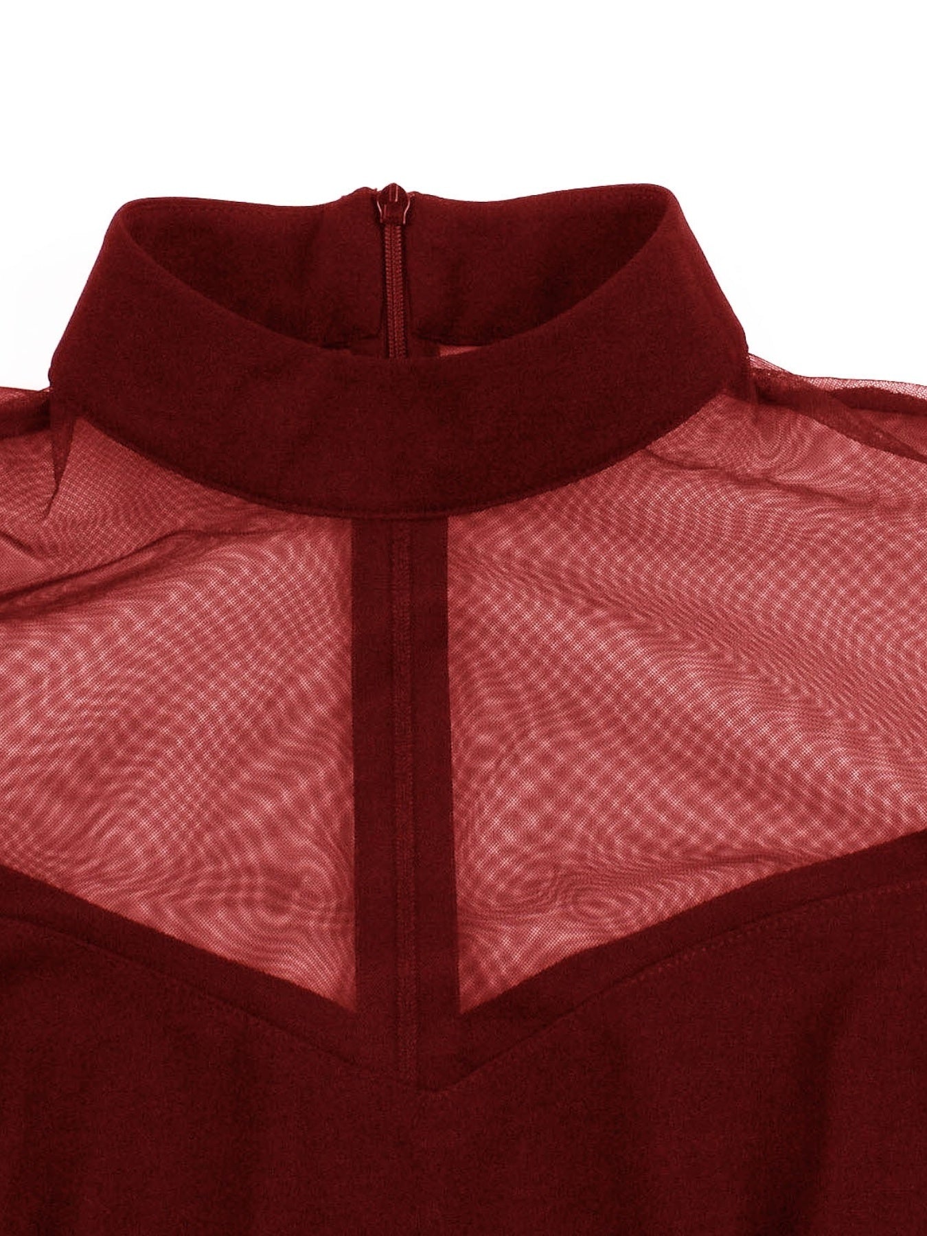 Halloween Black Queen Mesh Trumpet Sleeve Dress, Solid Retro Zip Back Dress, Women's Clothing