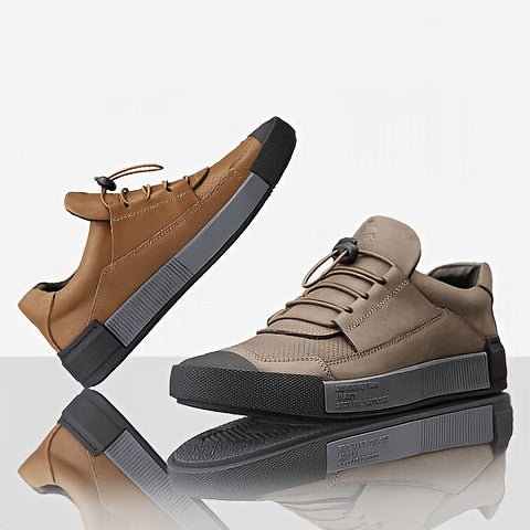 Men's Genuine Leather Lace-Up Shoes - Minimalist Formal & casual Shoes, Cushioned Insole & Non-Slip Rubber Sole for Office, Everyday, Semi-Formal Events - All-Season Everyday dress shoes, Office Footwear, Stylish Footwear, Br