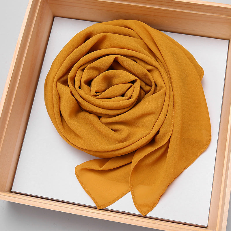 Solid Color Chiffon Scarf Women's Instant Hijab Long Shawl Scarf Lightweight Hair Sleeping Wrap
