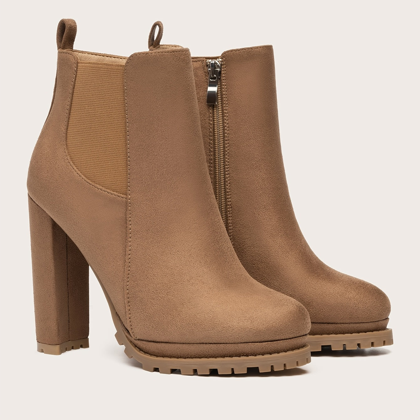 Stylish Pointed Toe Ankle Boots - Chunky Heeled, Platform, Side Zipper, Tound Toe, Comfortable Women's Footwear for Everyday Wear