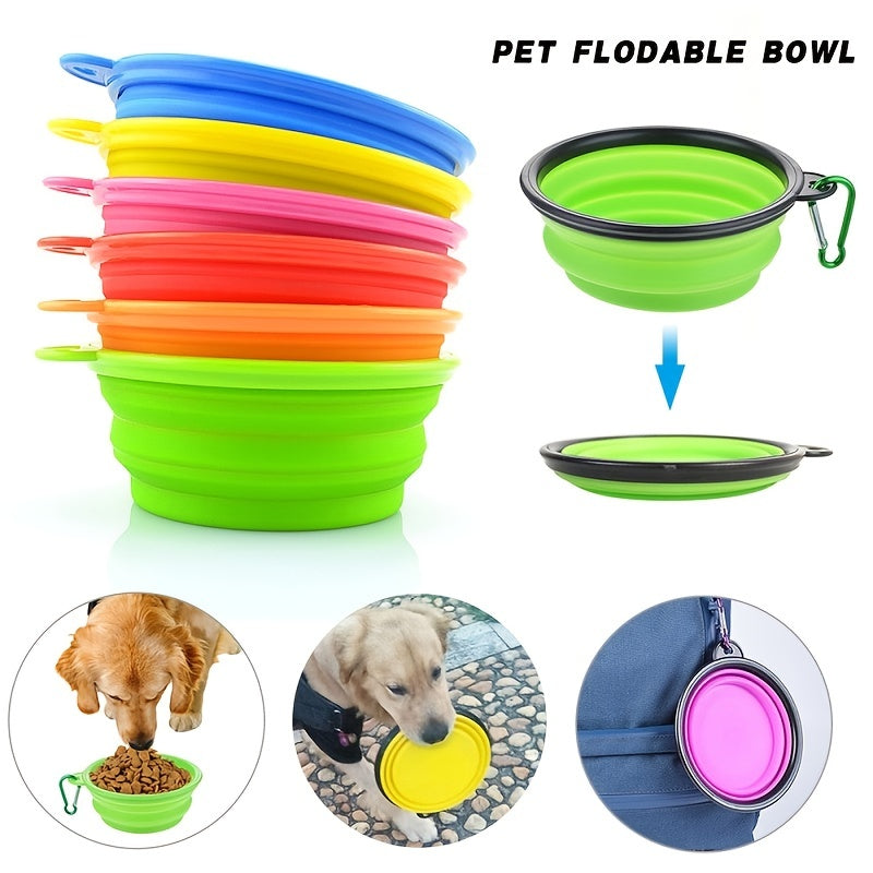 Portable Foldable Pet Bowl with Black Frame, 11.83oz TPR Dog Food Dish for Outdoors