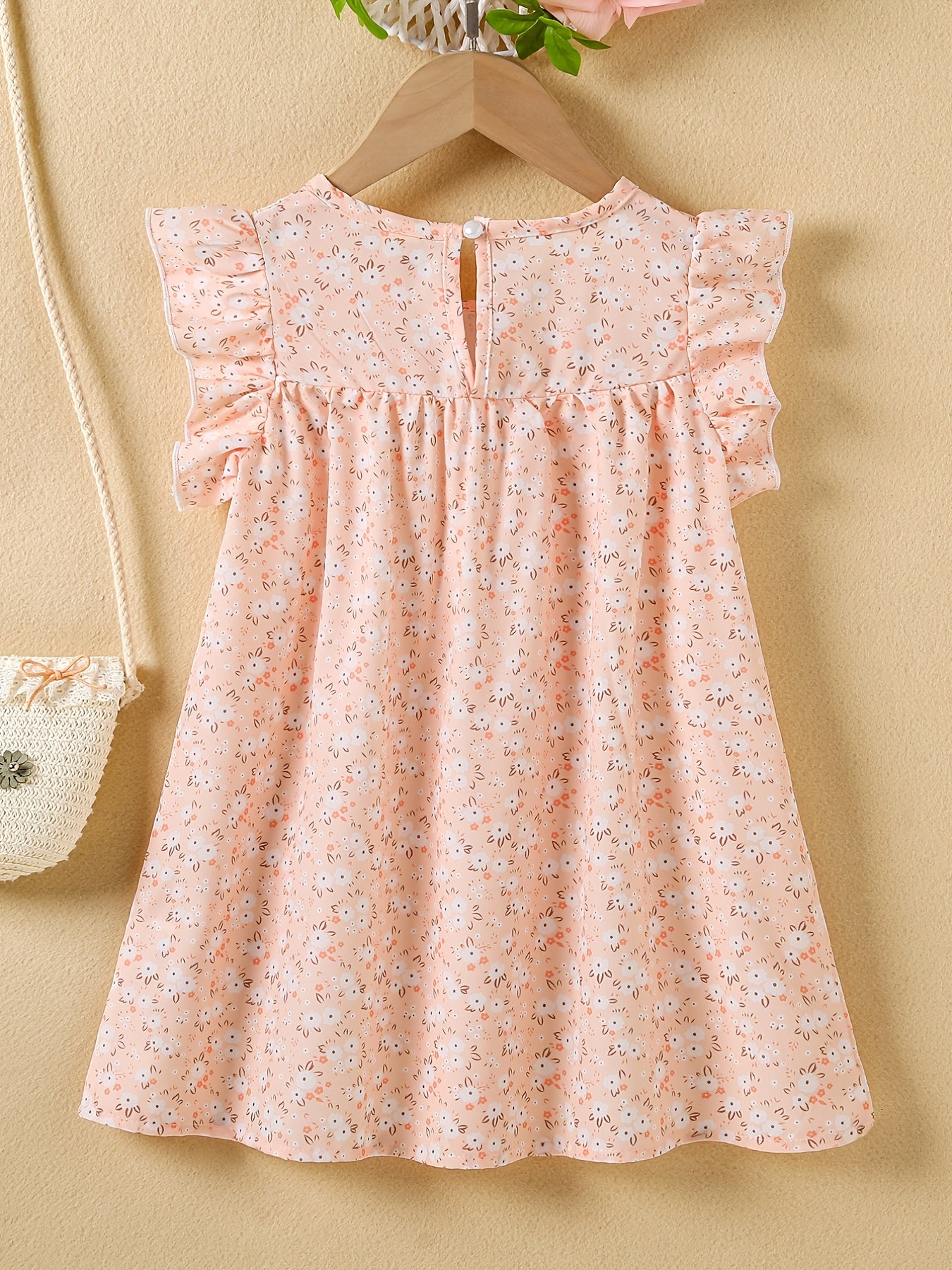 Girls' Summer Floral Princess Sundress - Sleeveless, Easy-Care, Elegant Crew Neck with Flared Hem