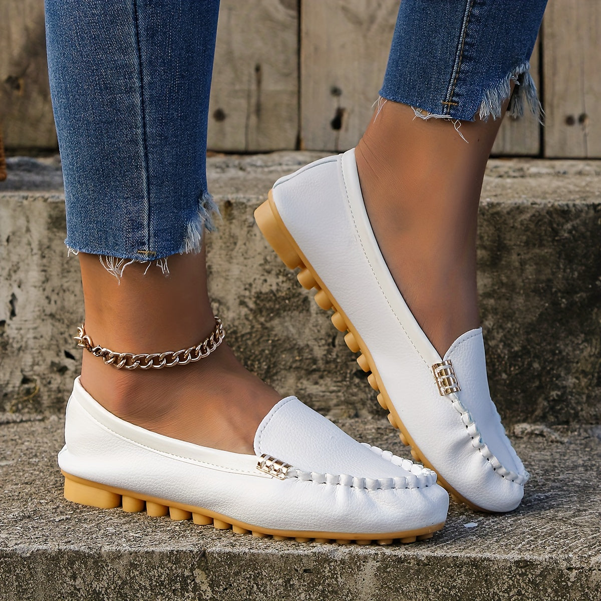 [Comfortable Loafers] Comfortable Round Toe Loafers | Women's Solid Slip On Shoes, Women's Footwear