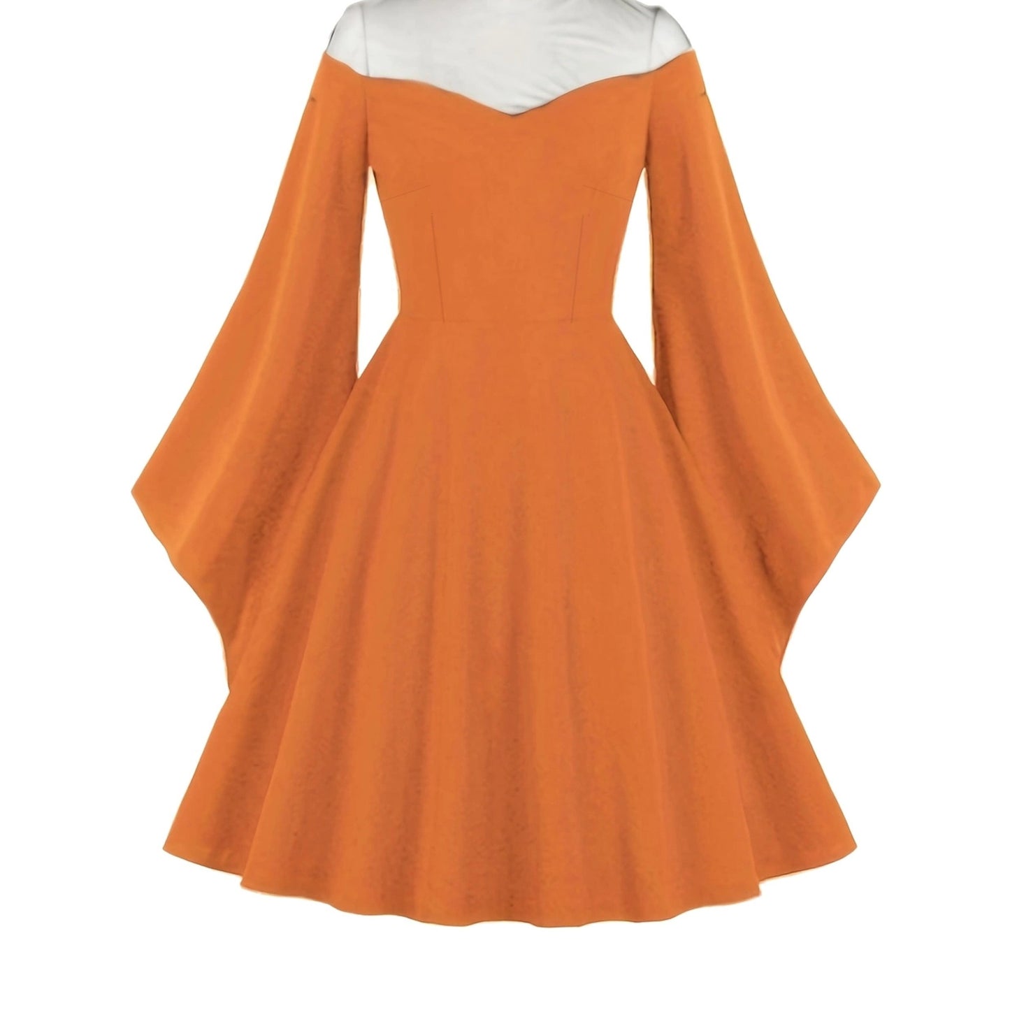 Halloween Black Queen Mesh Trumpet Sleeve Dress, Solid Retro Zip Back Dress, Women's Clothing