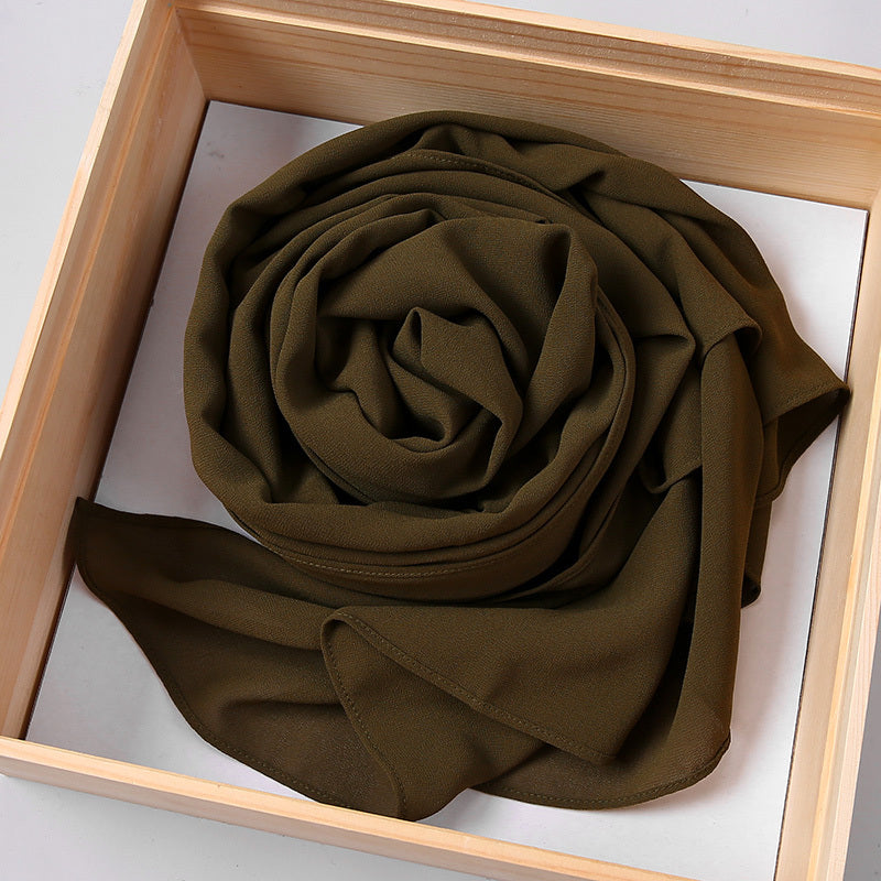 Solid Color Chiffon Scarf Women's Instant Hijab Long Shawl Scarf Lightweight Hair Sleeping Wrap